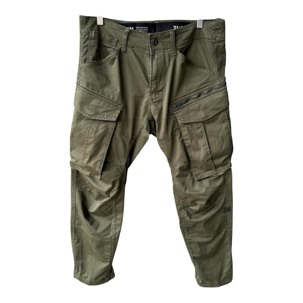 G-Star Raw Pants Rovic Zip 3D Tapered Cargo Olive Green Streetwear Mens 31x28